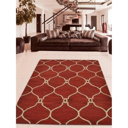 JENSENDISTRIBUTIONSERVICES 9 x 12 ft. Hand Tufted Wool Geometric Rectangle Area Rug; Red & Beige MI1557580